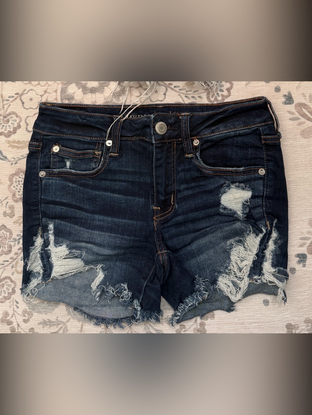 Dark Wash Distressed Denim Shorts